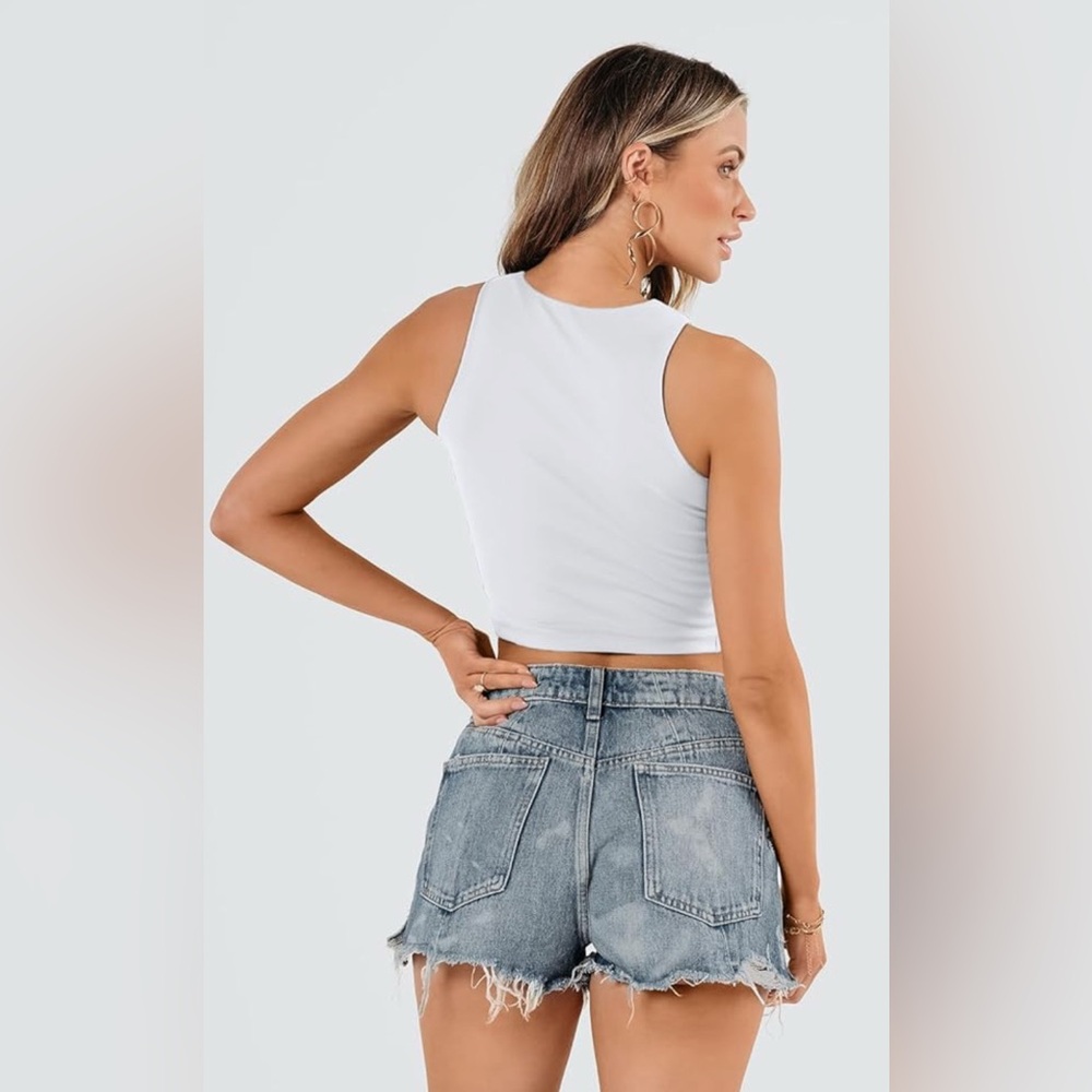 EFAN Womens Sleeveless High Neck Crop Tops - Picture 7 of 7